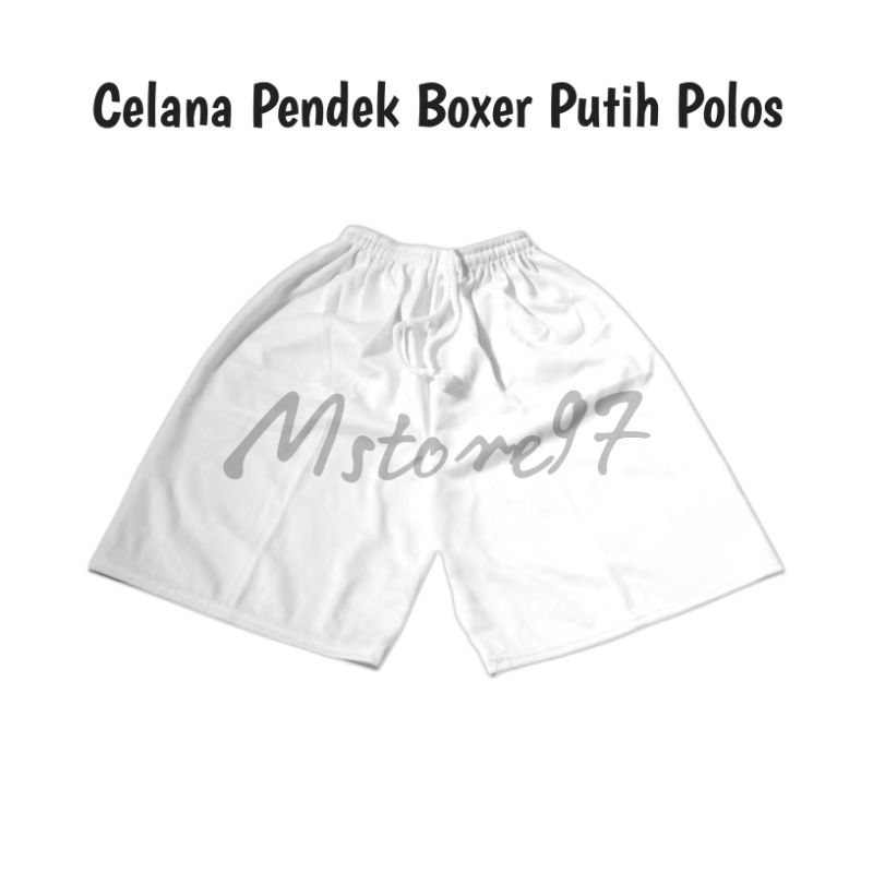 Celana Pendek Boxer Putih Polos Dewasa - Shorts Distro Pria Wanita Unisex - Kolor Boxer Cowok Santai