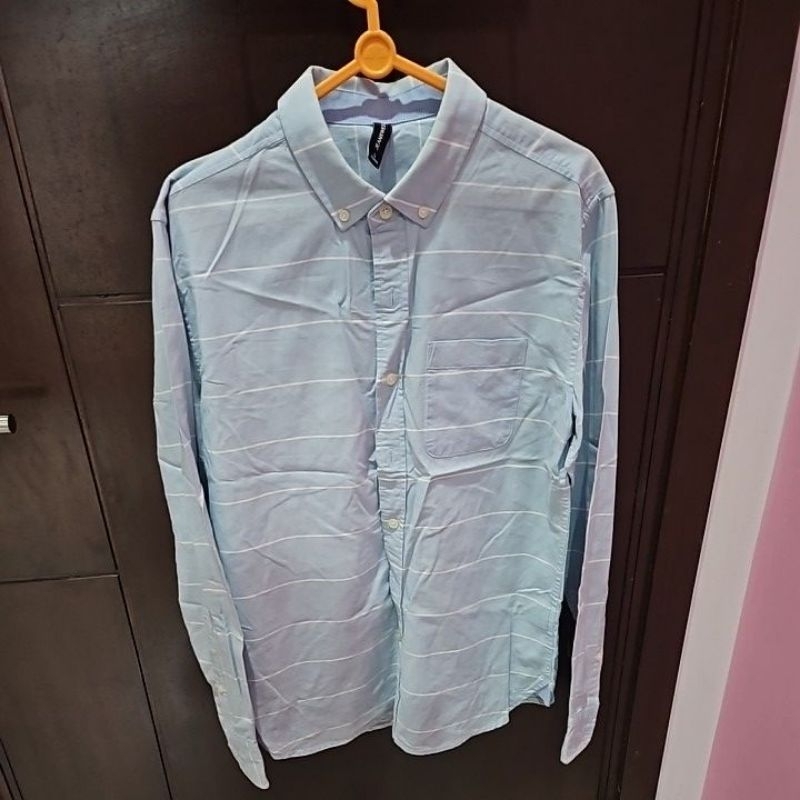 PRELOVED-Kemeja Pria Lengan Panjang Garis Biru