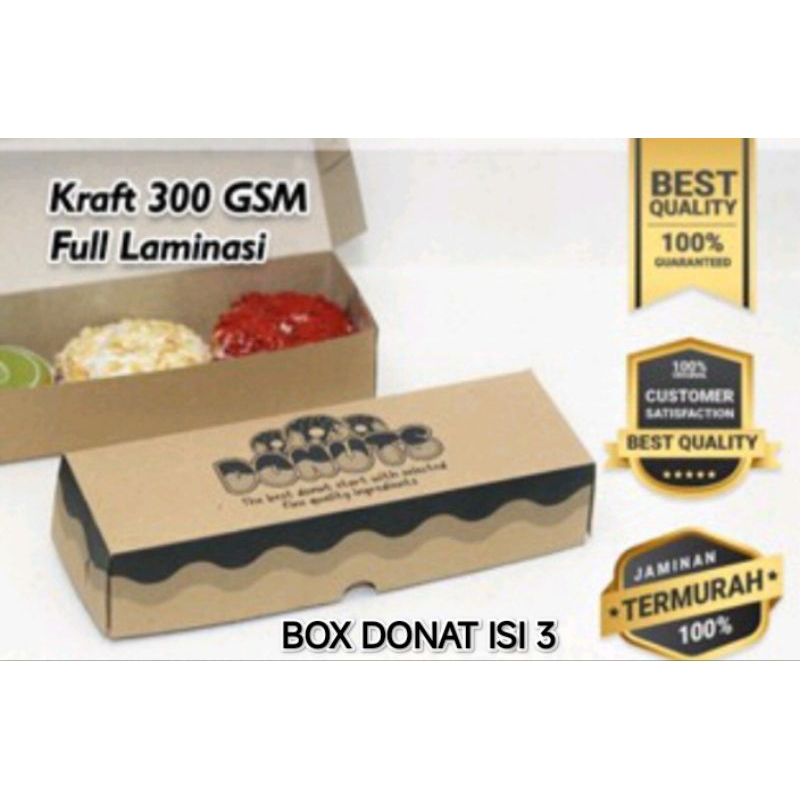 

(per pcs)Box Dus Donat isi 3 / Box Donat / Dus Donat Kraft Laminasi 27 x 9 x 5,5 cm