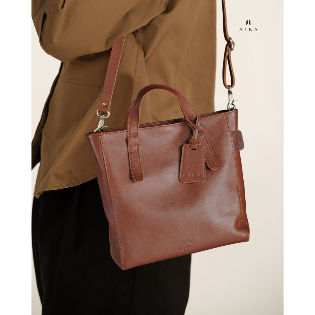 Tas Kulit Asli Slingbag Melisa 3 in 1 Ransel Selempang Jinjing Tas Kantor Tab 10 Inch Multifungsi