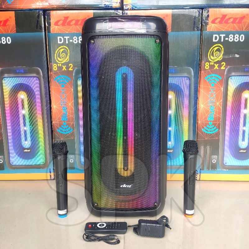 Speaker Portable DAT DT 880 8 inch 2 Mic Wireless