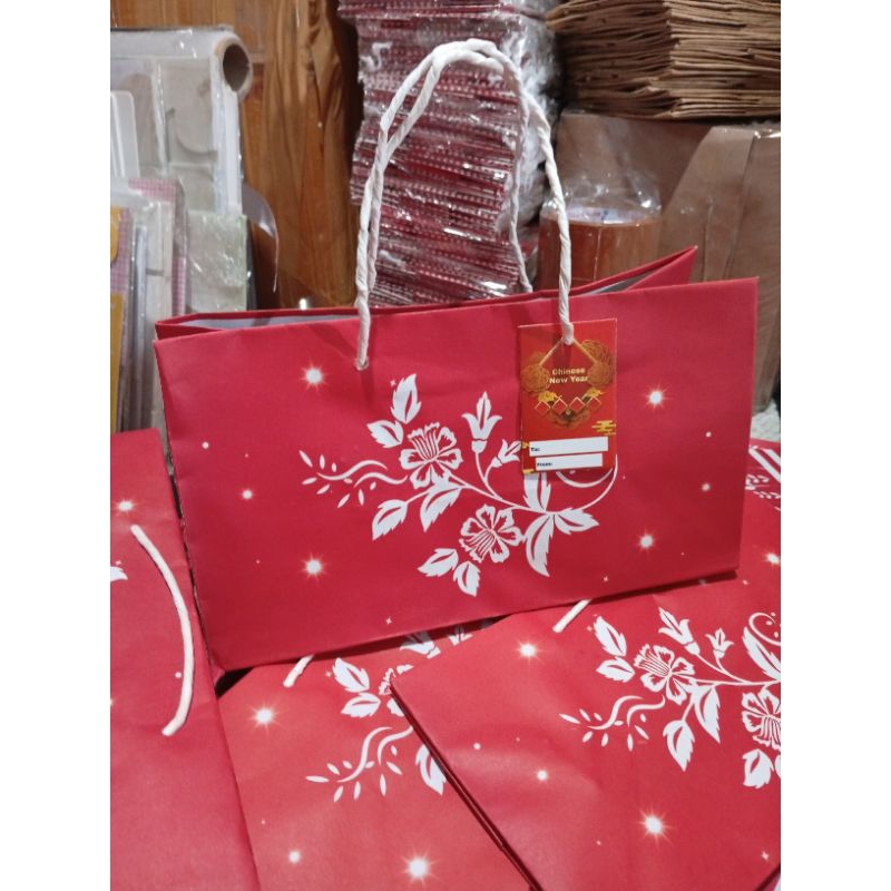 

Paperbag Red 27-13-15cm @10pcs free hangtag imlek