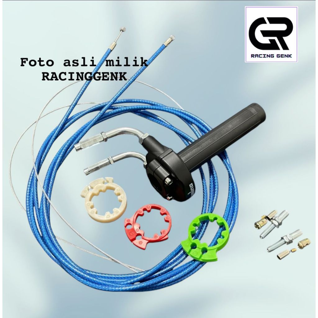 PANCA MOTOR PAKET SELONGSONG GAS SPONTAN SAKLAR KANAN STELAN L GAS 2PCS + KABEL GAS KARBON biru 2PCS