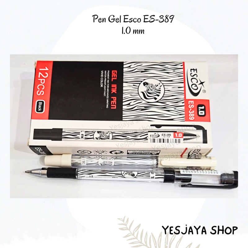 

{12 pcs} Pen Gel Esco 1.0mm ES-389 / Pulpen Gel 1.0mm / Pen tanda tangan / Pen grosir