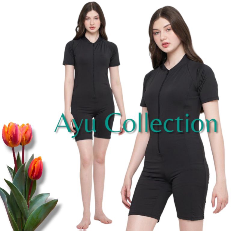 HARGATERMURAH Baju renang wanita dan pria dewasadiving dewasa polos hitam