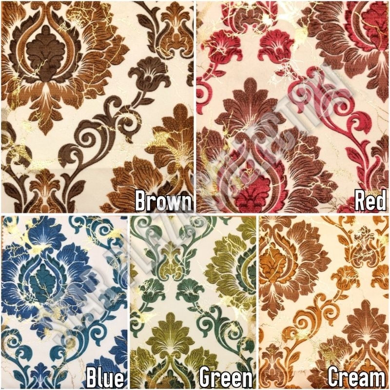 Promo Kain Bludru Beludru Velvet Print Motif Bunga Damask - Klasiko (Sofa, Kursi, Jok, Furniture,