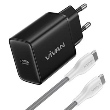 Vivan Power C20C Charger 20W  PD with cable USB Type C to Type C & Lightning to Type C Fast Charging