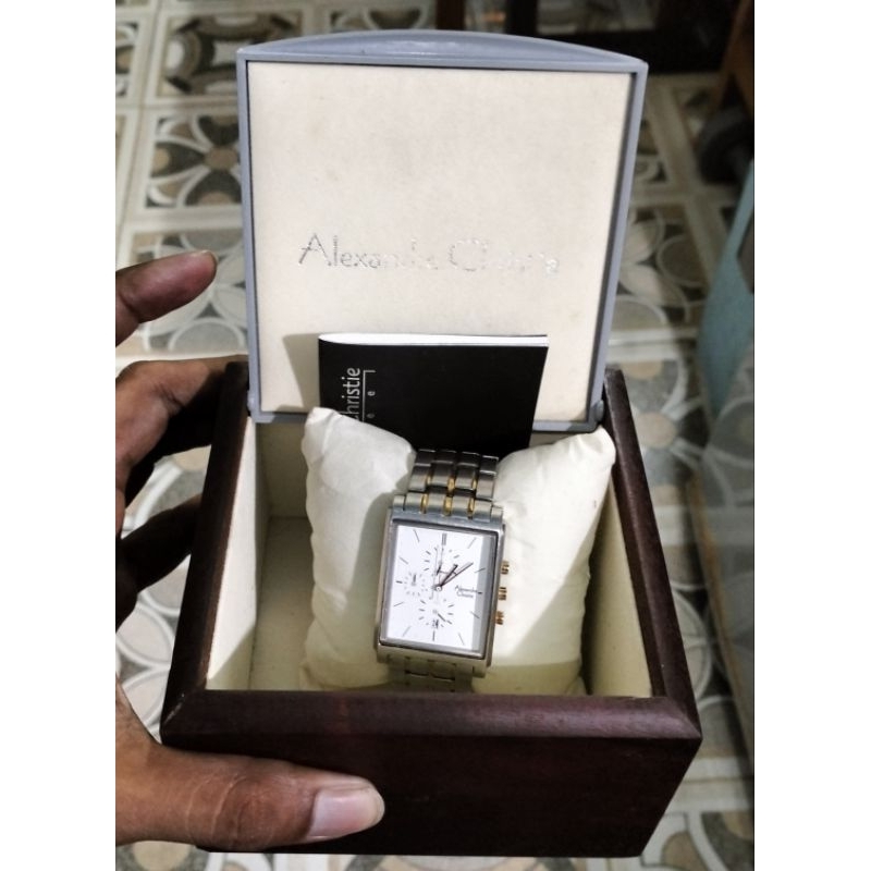 jam tangan ORIGINAL ALEXANDRE CHRISTIE SQUARE CHRONOGRAPH type 6370MC  FULLSET
