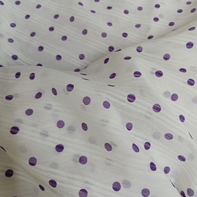kain sifon Yoryu motif polkadot ungu - kain sifon motif - kain sifon Yoryu - kain sifon mid yoryu - 