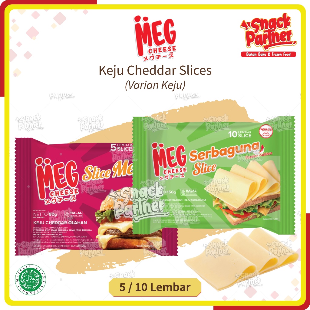 

MEG CHEESE SLICES 5 / 10 Lembar | 80 / 150 GR - Keju Cheddar Olahan Slice Melt Serbaguna