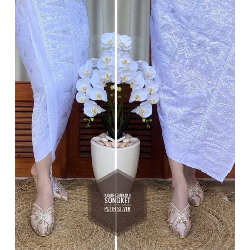 KAMEN BORDIR LEMBARAN PUTIH/KAMEN SONGKET LEMBARAN PUTIH/ KAMEN BORDIR