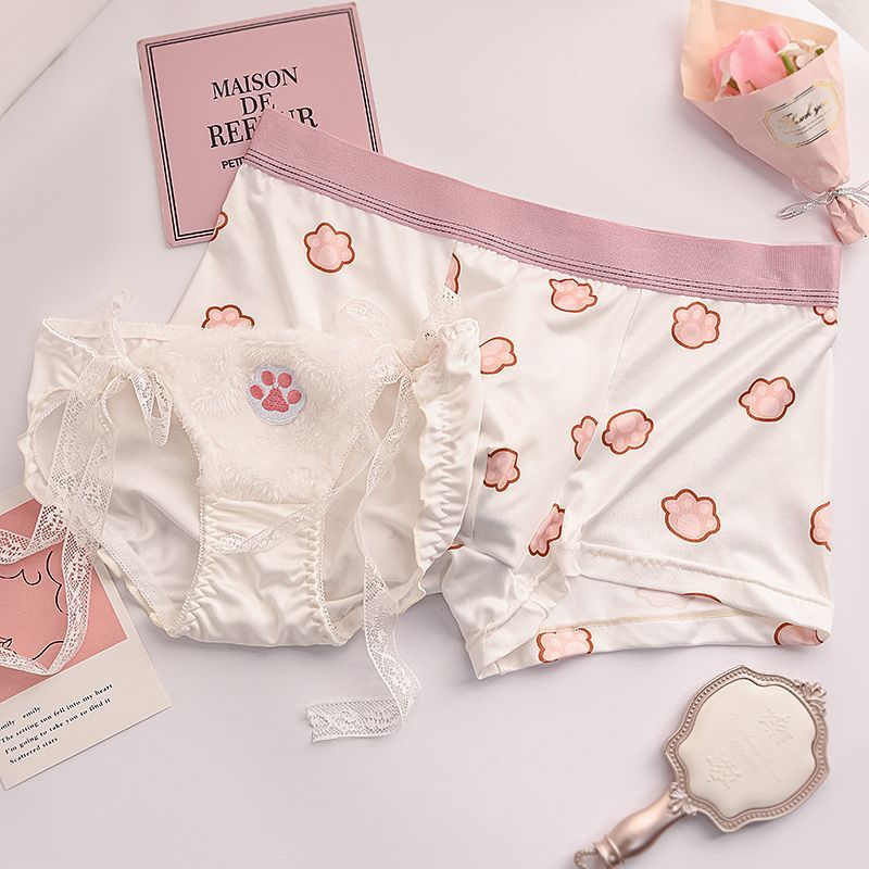 Couple Underwear  Warm Color Underwear Sweet Love Girls' Underwear Mesh Breathable Student