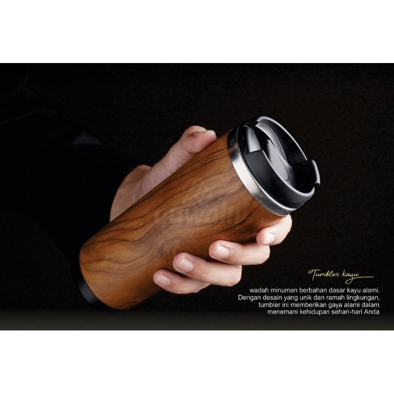 tumbler kayu jati custom gambar/nama