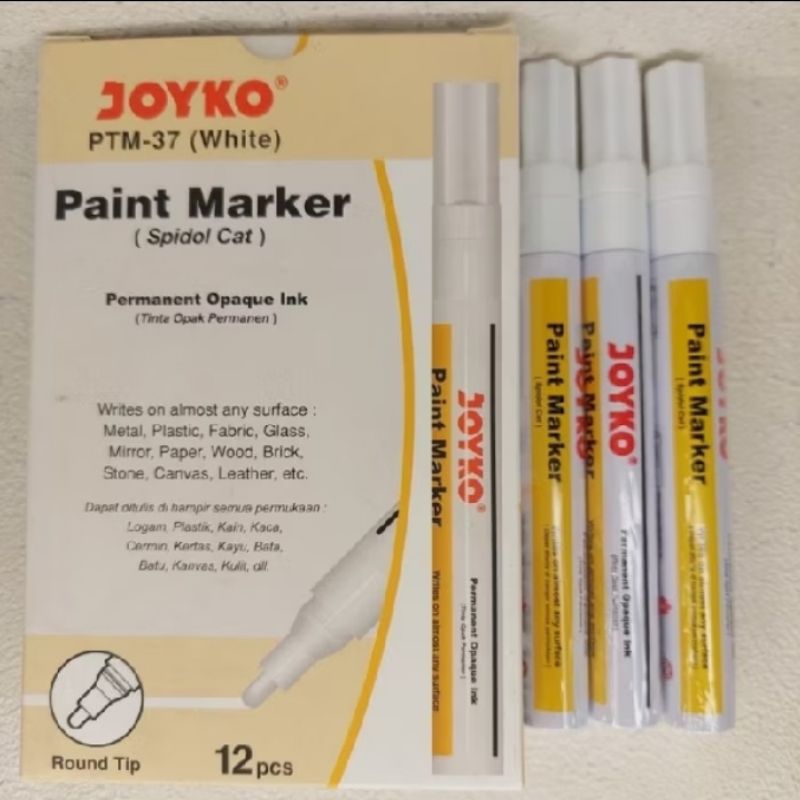 

Spidol putih permanen JOYKO PTM-37 / paint marker / per pak / perlusin