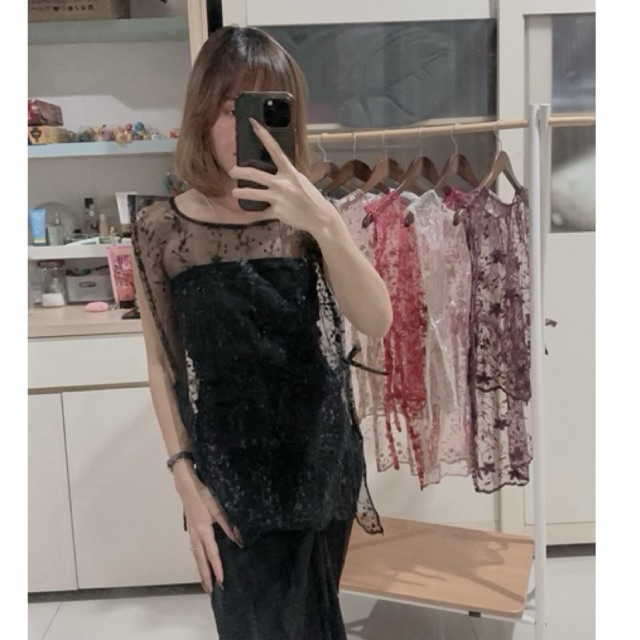 Vest Brukat Tile- Hitam / Outer Kondangan / Vest Tile Premium Tali Samping