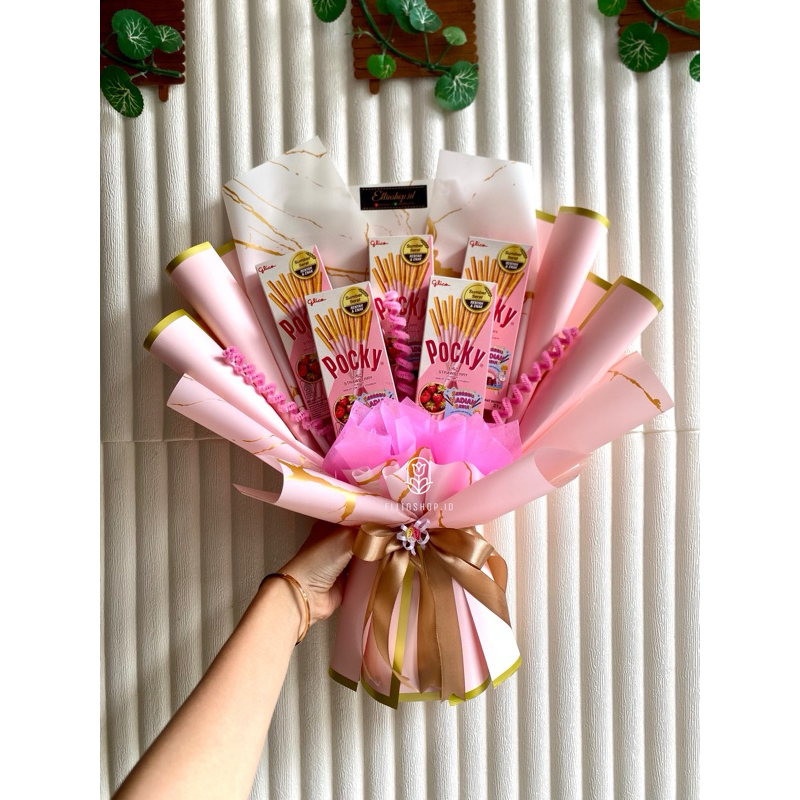 

buket pocky pink READY STOCK untuk sidang/sempro/hari ibu/kado ulang tahun | free kartu ucapan