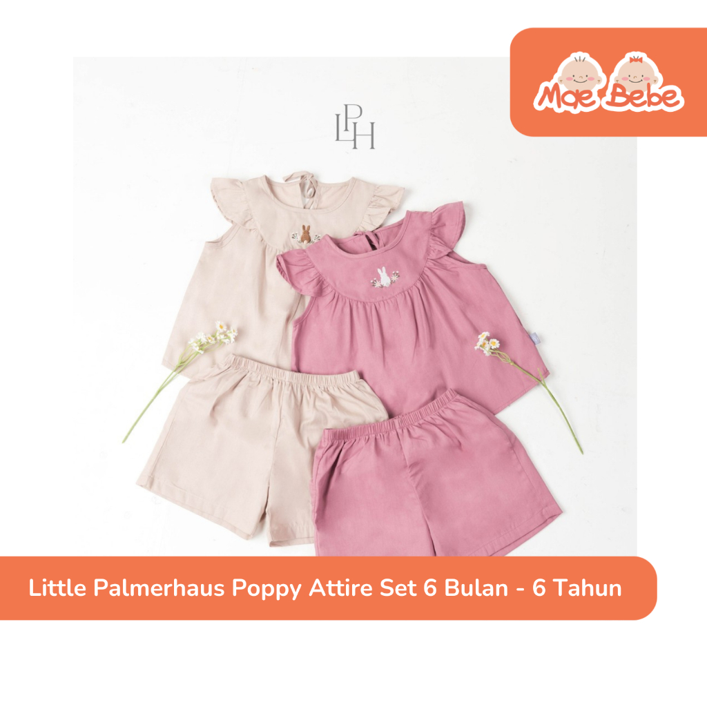 Little Palmerhaus LPH Poppy Attire Set Setelan Pendek Anak Perempuan 6 Bulan - 6 Tahun