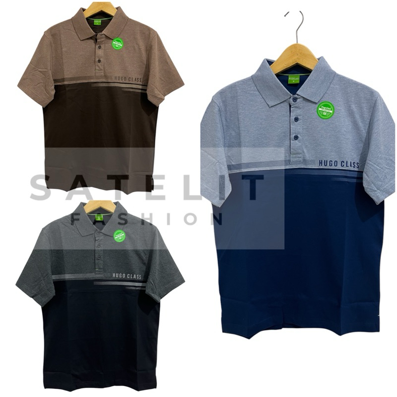 Hugo Class Original Baju Kaos Kerah Polo Distro Pria Kombinasi Misty Combet (Kancing)