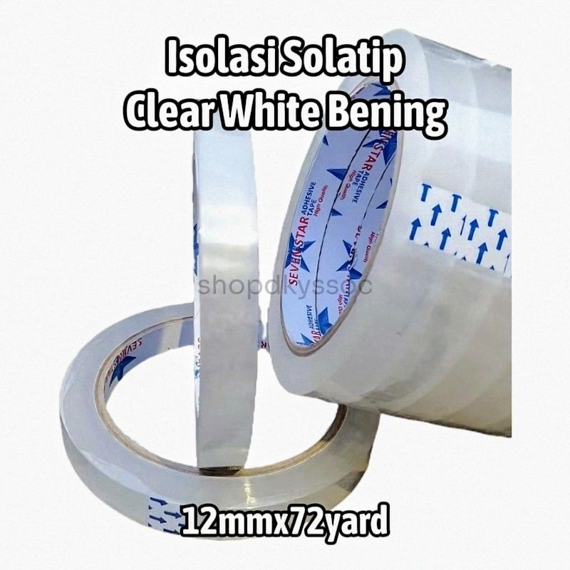 

Isolasi Selotip 1/2 Inch | 0,5 Inch Clear White Bening 12mmx72yard