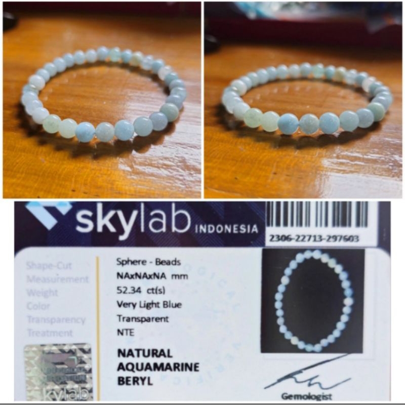 Gelang Batu Natural Aquamarine Beryl Include Memo