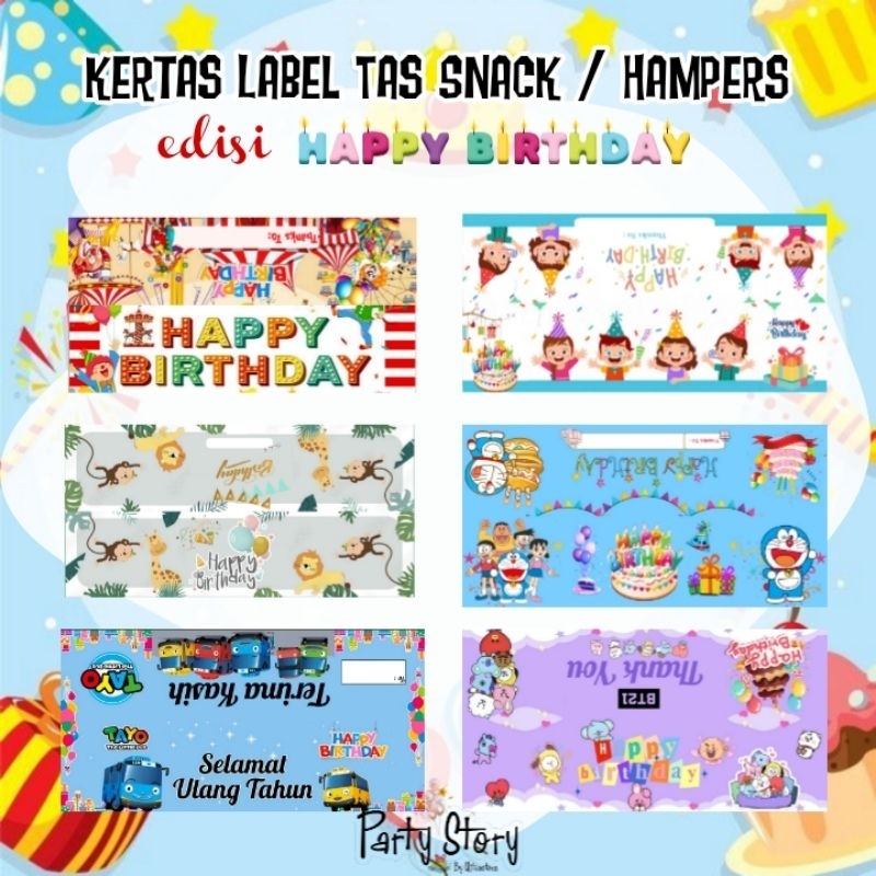 

50lembar Kertas Label Snack/hampers Edisi Ulang Tahun, Birthday, Ultah