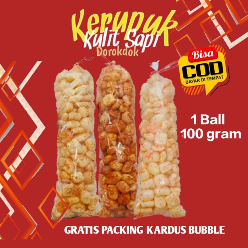 

Kerupuk kulit sapi asli 1ball 100gram / krecek siap makan / rambak kulit sapi