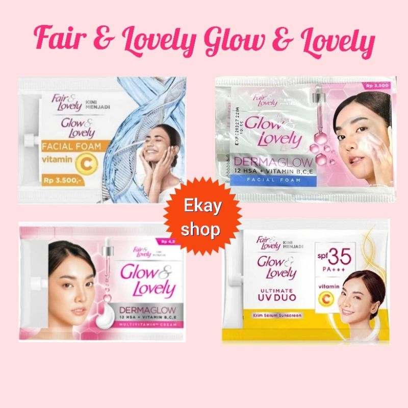 Fair & lovely Glow and lovely Sachet Facial Foam / Krim / Serum Sunscreen Fair and Lovely 7g