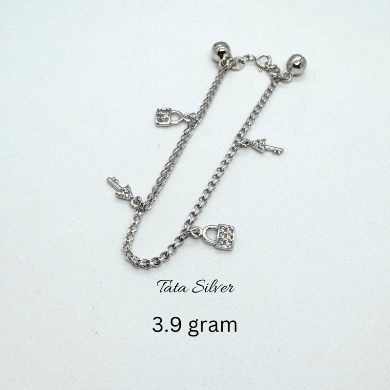 Gelang Rantai Dewasa Model Perak Kunci Gembok (925 Sterling Silver, Gold Plated)