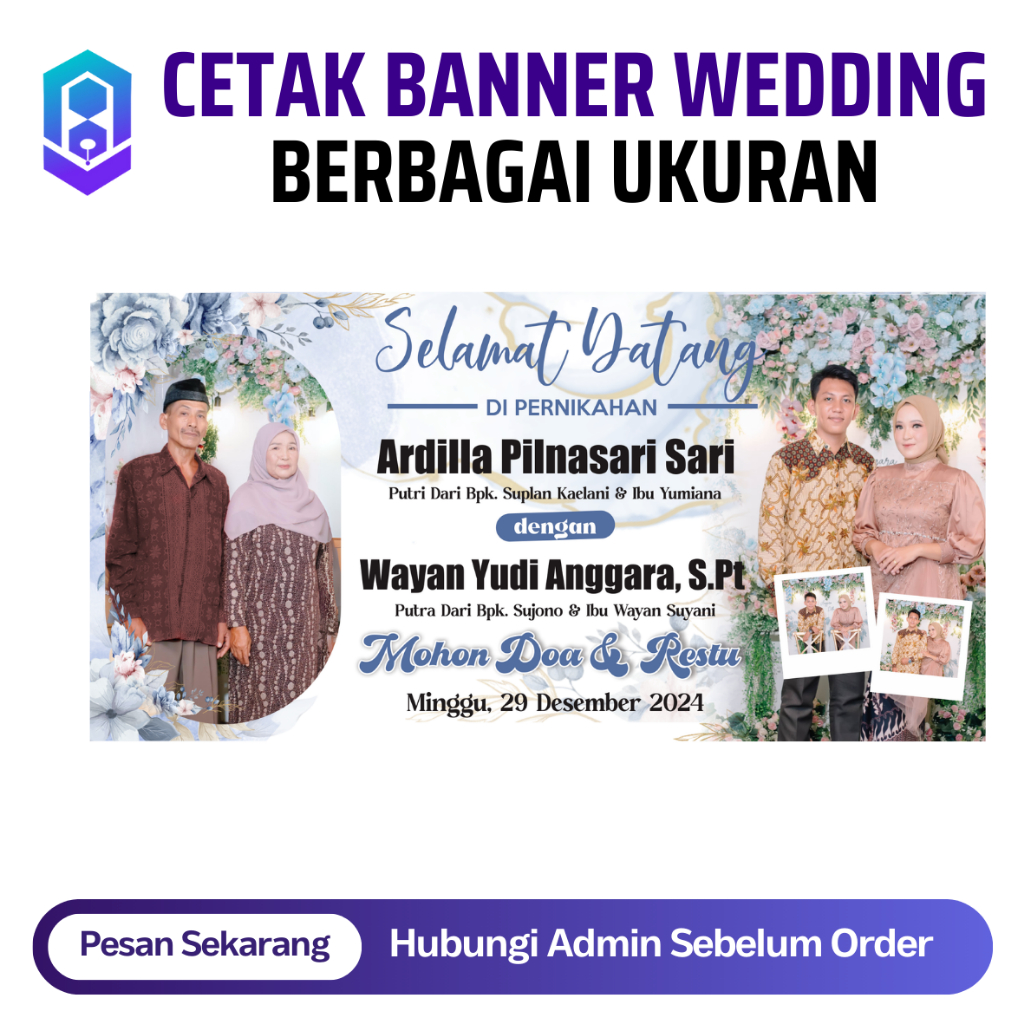 Desain Cetak Banner Spanduk Wedding, Pernikahan, Selamat Datang, Mohon Doa Restu | Free Desain sampa