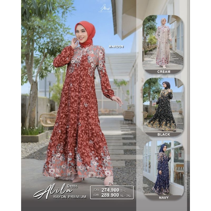 Dress Terbaru AR Rafi - Alila Dress - Gamis Motif Terbaru Rayon Premium - ORI BY AR RAFI