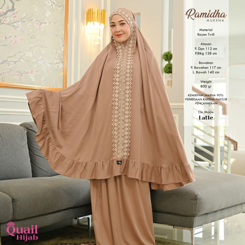 MUKENA RAMIDHA RAYON ADEM HALUS, MUKENA BORDIR, MUKENA DEWASA, ORIGINAL QUAIL HIJAB