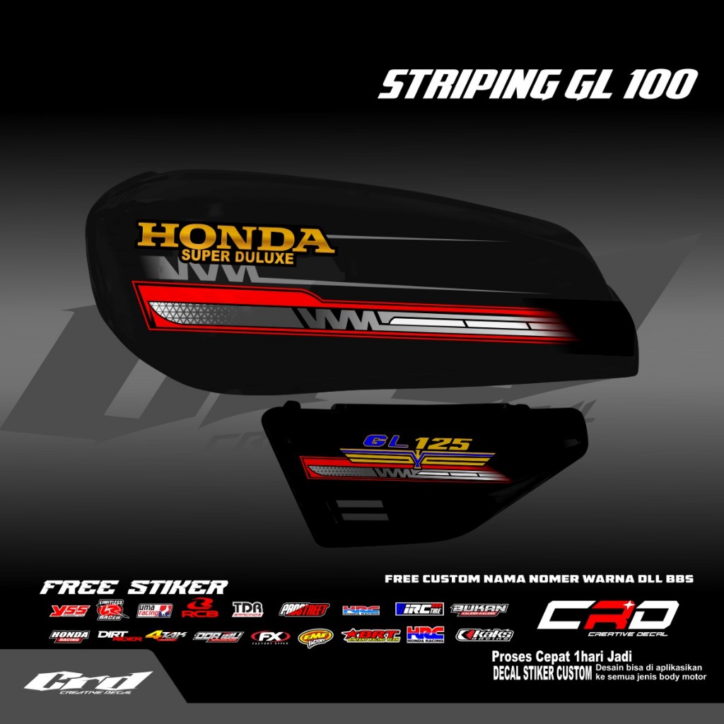 STRIPING STIKER LIS VARIASI HONDA GL 100 GL STRIPING VARIASI HONDA GL 100