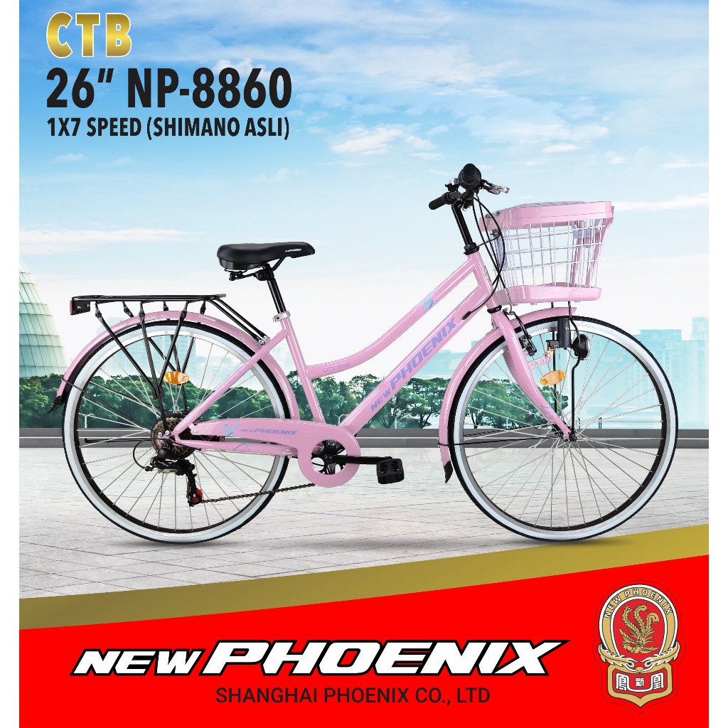Sepeda Keranjang Dewasa Phoenix NP-8860 AT Ukuran 26 Inch 7 Speed Shimano