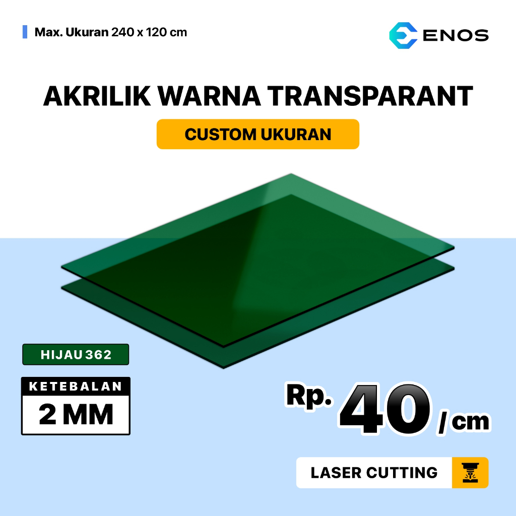 

Akrilik Lembaran Transparan Warna Hijau 2mm Custom Ukuran /Acrylic Sheet