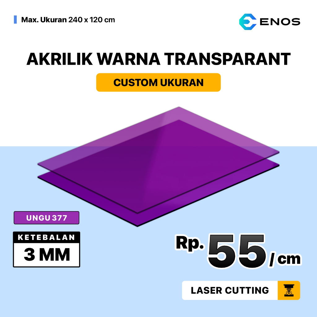

Akrilik Lembaran Transparan Warna Ungu 3mm Custom Ukuran /Acrylic Sheet