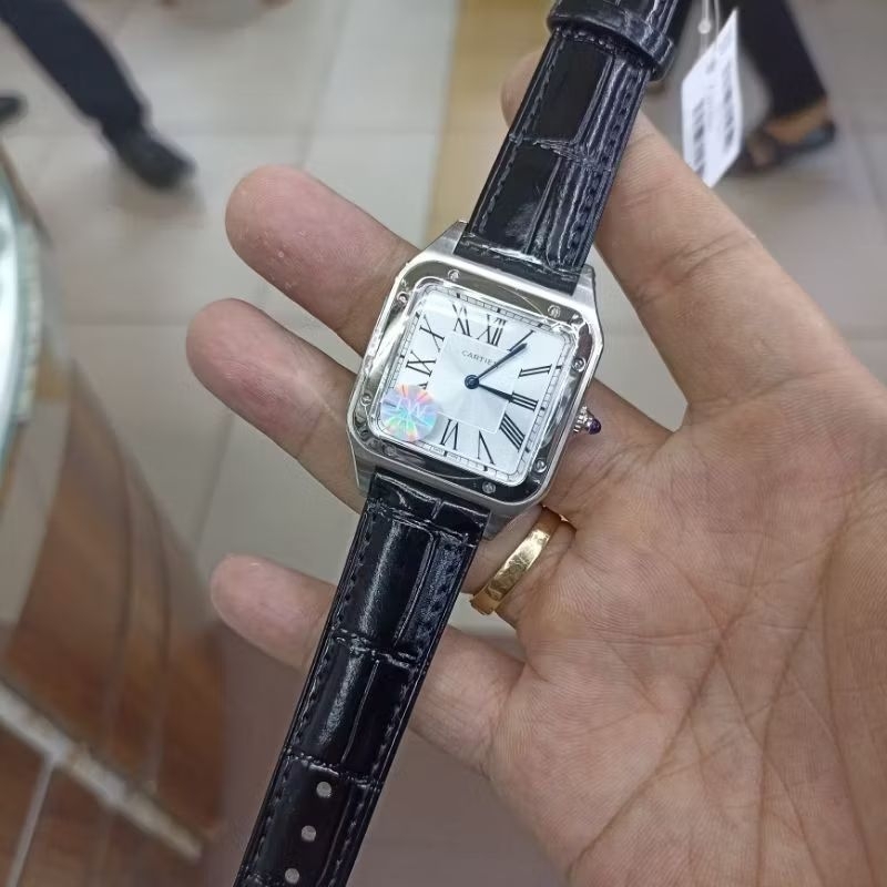 CARTIER SANTOS DUMONT LEATHER STRAP LADY SIZE DIAMETER 32mm #jamtanganwanita