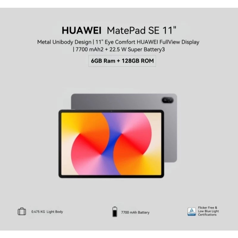 HUAWEI MatePad SE 11" Tablet 6/128 GB ram 6GB internal 128GB FHD+ Eye Comfort Display 7700mAh Metal 