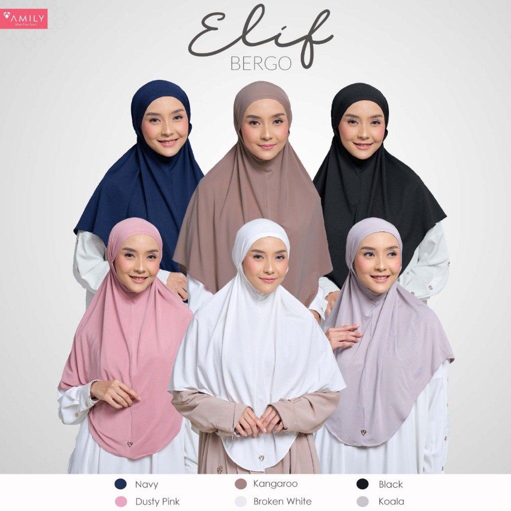 AMILY HIJAB - ELIF BERGO AIRY SPANDEX (NEW) AMILY HIJAB BRANDED JILBAB INSTANT SYARI MURAH CANTIK HI