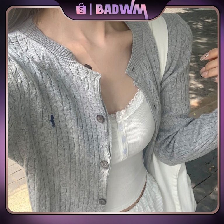 QH Polo Cardigan Ralph lauren knit top luaran wanita atasan koreaCardigan korea rajut pastel import