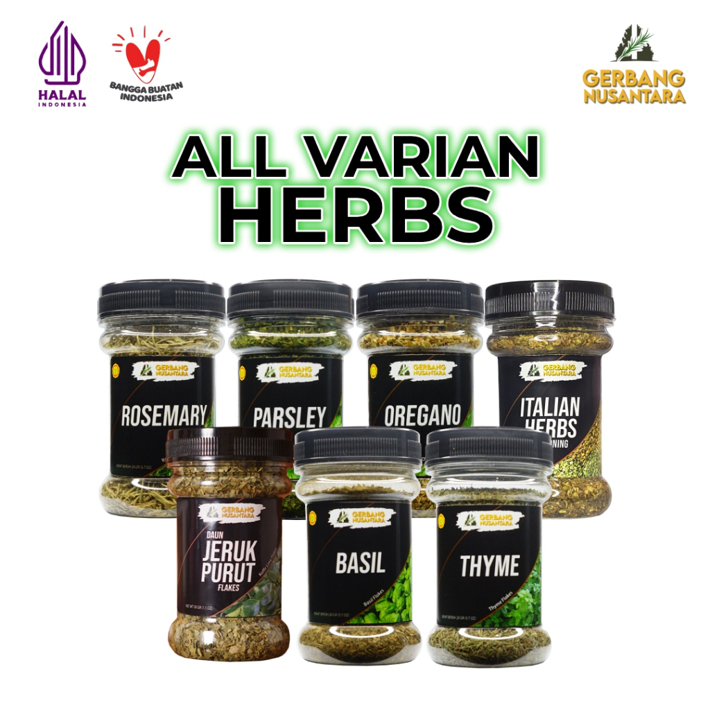 

Gerbang Nusantara - All Herb Daun Parsley Oregano Thyme Rosemary Basil Seledri Flakes