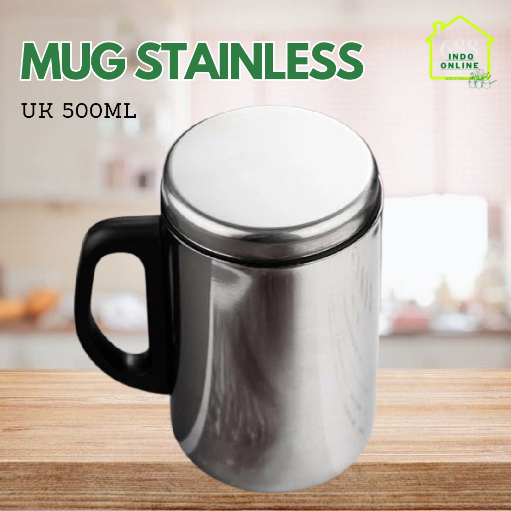 INDOLINE - MUG CANGKIR STAINLESS STEEL 500ML - THERMOS MUG MODEL GELAS STAINLESS STEEL 500ML - MUG S