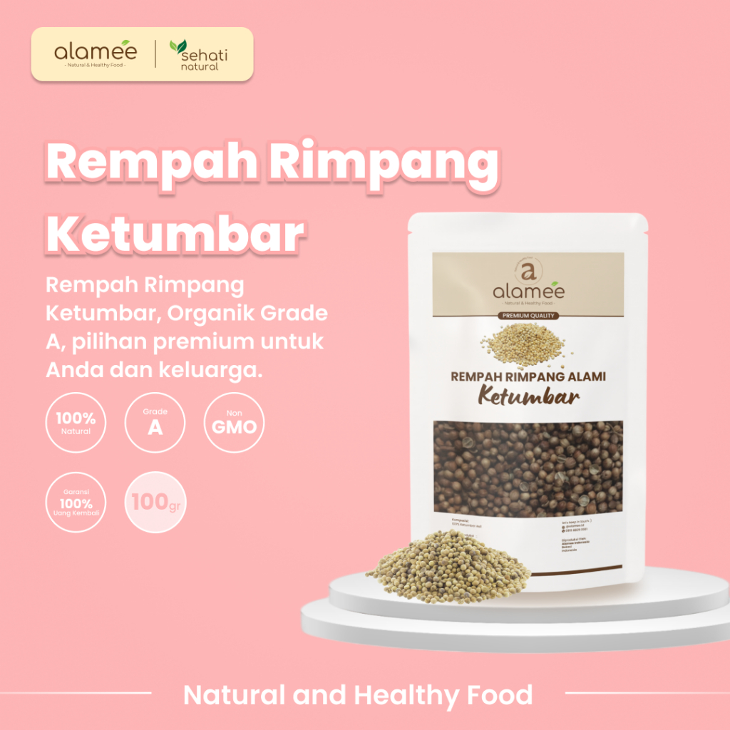 

ALAMEE Ketumbar Organik Coriander Seed Biji Rempah Rimpang Alami Bumbu Seasoning Masakan Masak 100gr