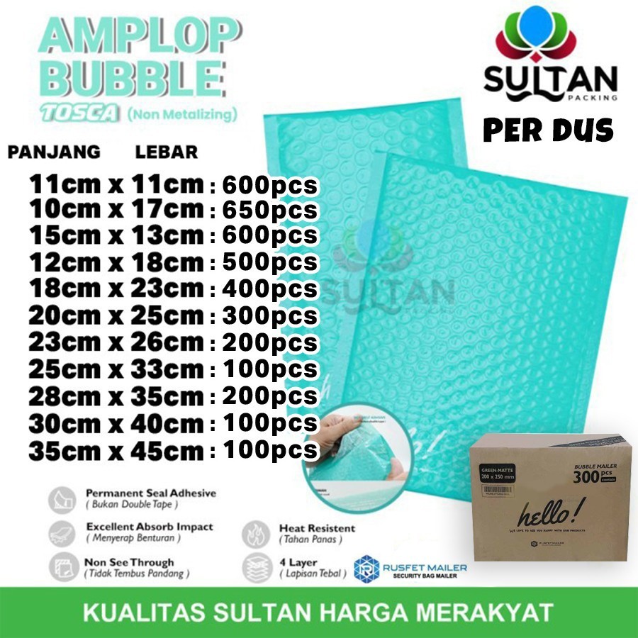 

AMPLOP BUBBLE MAILER TOSCA RUFSET ENVELOPE WRAP PREMIUM VARIAN PER DUS