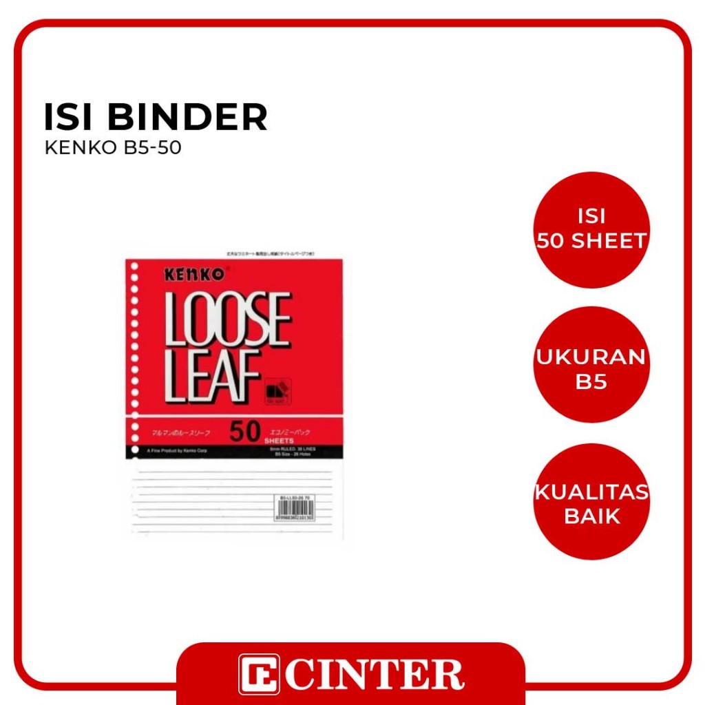 

KENKO - ISI BINDER / LOOSE LEAF B5 ISI 50 LEMBAR