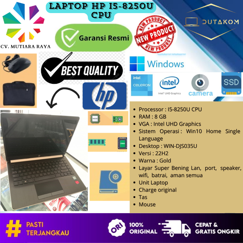 LAPTOP SEKEN HP I5-8250U CPU