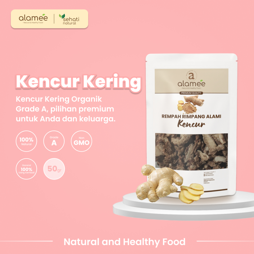 

ALAMEE Kencur Kering Dried Galangal Rempah Rimpang Organik Alami Bumbu Seasoning Masakan Masak 50gr