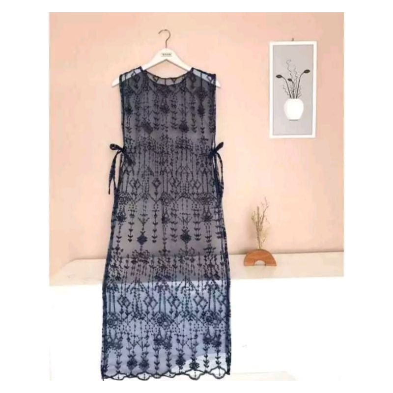 VEST PANJANG ROMPI panjang tule ROMPI PANJANG  outer brukat  LONG VEST VANS TILLE Cardigan outer rom