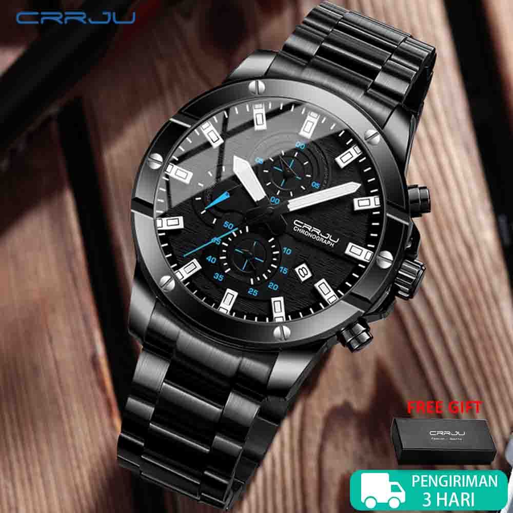 CRRJU 2296 Jam Tangan Pria Fashion Quartz Business Waterproof Casual Watch