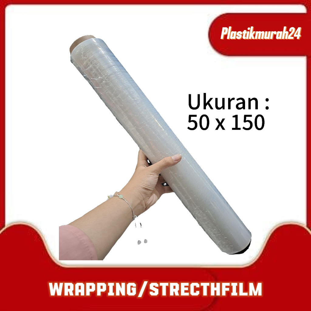 Plastik wrapping 50x150m tebal 17mic/ plastik wrapping barang bening/Strechfilm 50 x 150