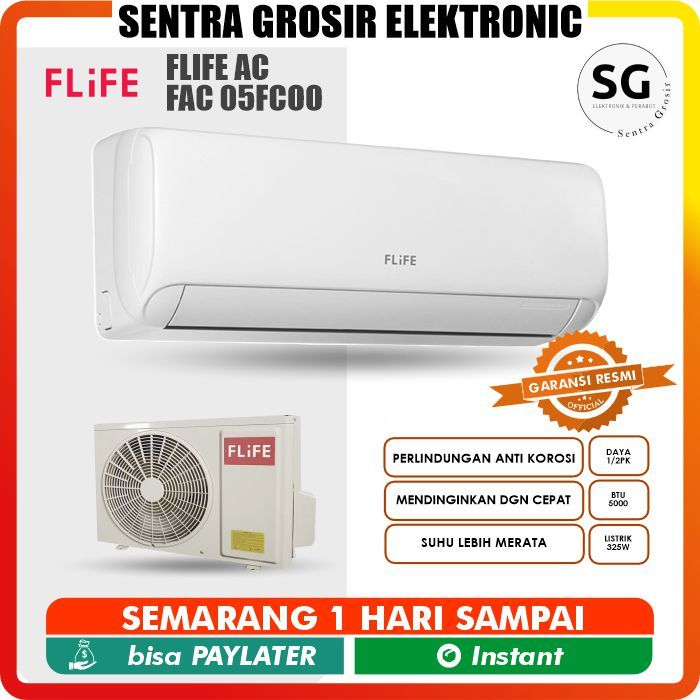 FLIFE AC LOW WATT 1/2PK - Hemat Listrik - Self Diagnosis -Auto Clean - 325 watt - 0.5PK - FAC-05FCOO